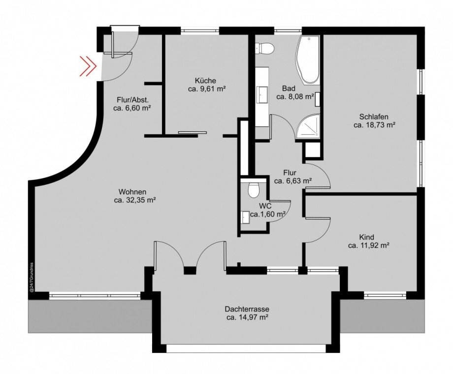 Grundriss ohne M�bel) Etagenwohnung Bremen
